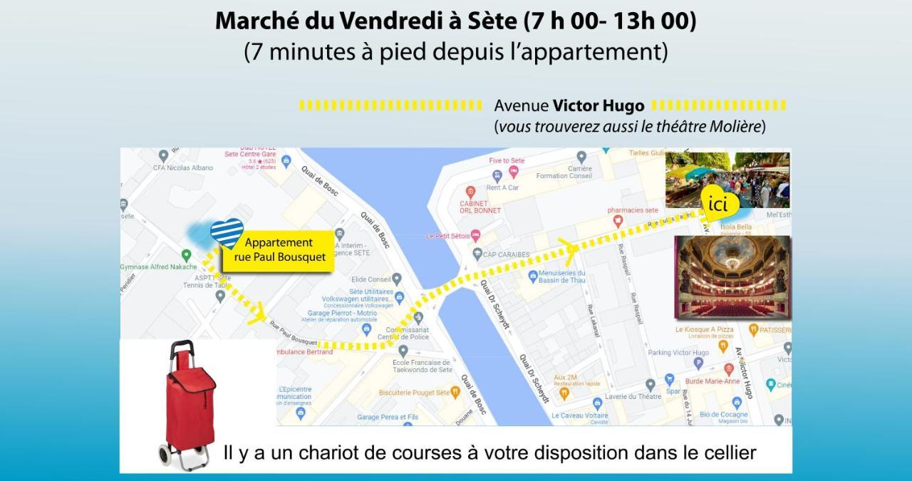 Appartamento + Jardin Au Calme Avec Bbq + Cellier + Garage Sète Esterno foto